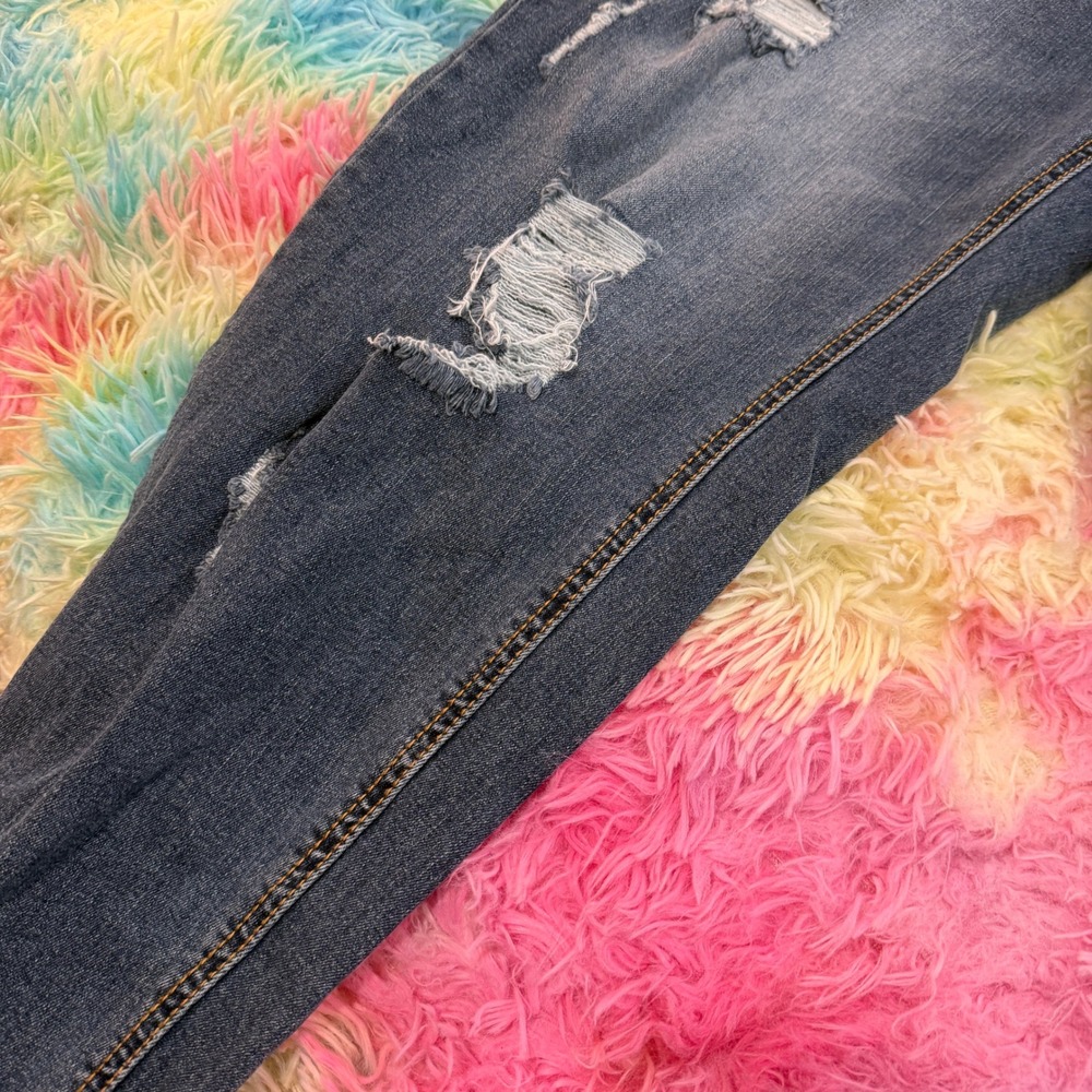 Eloquii Distressed Jeans Women 20 Blue Ripped Raw Hem Denim - Picture 4 of 11